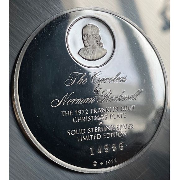 1972 Solid Sterling Franklin Mint Christmas Plate - Picture 3 of 6